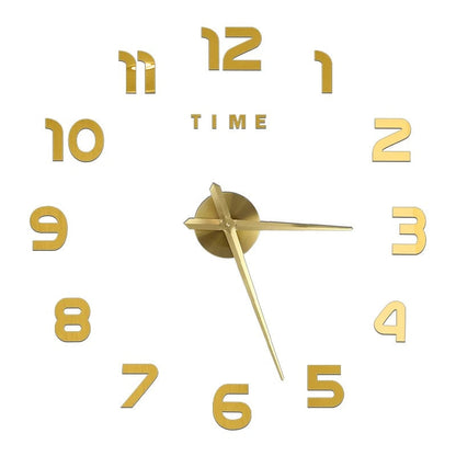 Anyhouz Wall Clock Gold Design G 47 Inch 3D Diy Mirror Wall Clock Acrylic Sticker Fashion Quartz Clocks Watch Home Decoration-Wall Clocks-PEROZ Accessories
