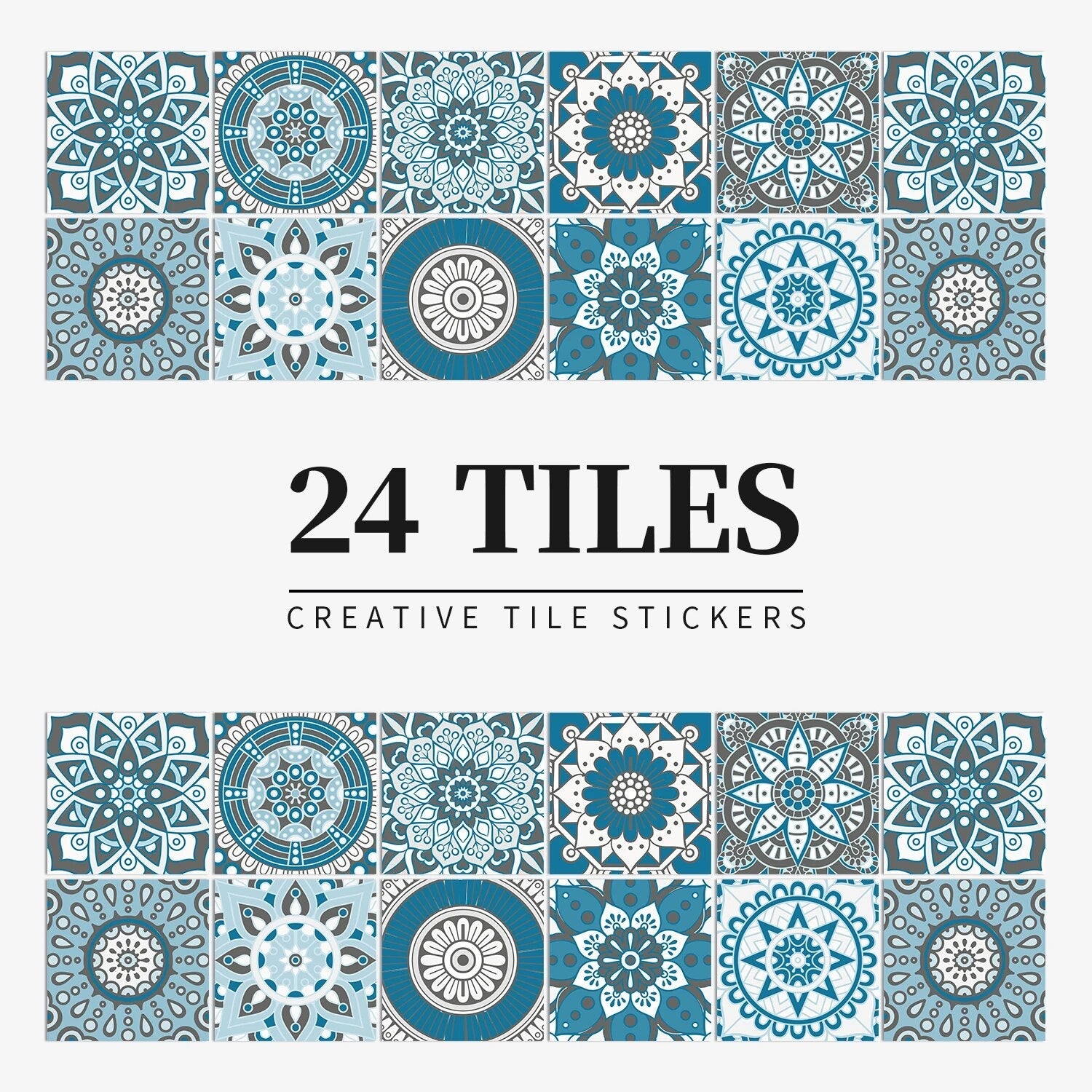 Anyhouz Wallpaper Teal 15cmx15cm 24 Pcs Modern Retro Style PVC Tile Stickers Waterproof Self Adhesive Wall Home Decor-Wallpaper-PEROZ Accessories