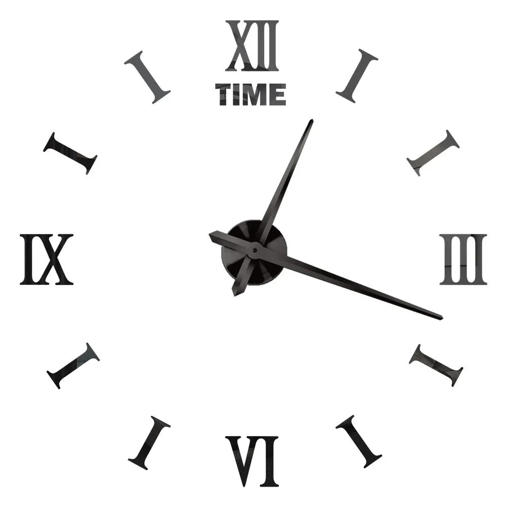 Anyhouz Wall Clock Black Design 1 47 Inch 3D Diy Mirror Wall Clock Acrylic Sticker Fashion Quartz Clocks Watch Home Decoration-Wall Clocks-PEROZ Accessories