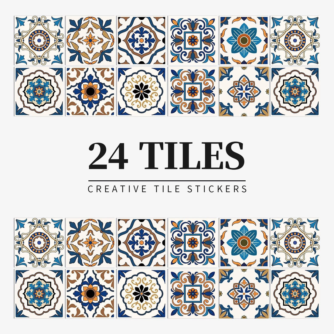 Anyhouz Wallpaper Mix Color 15cmx15cm 24 Pcs Modern Retro Style PVC Tile Stickers Waterproof Self Adhesive Wall Home Decor-Wallpaper-PEROZ Accessories