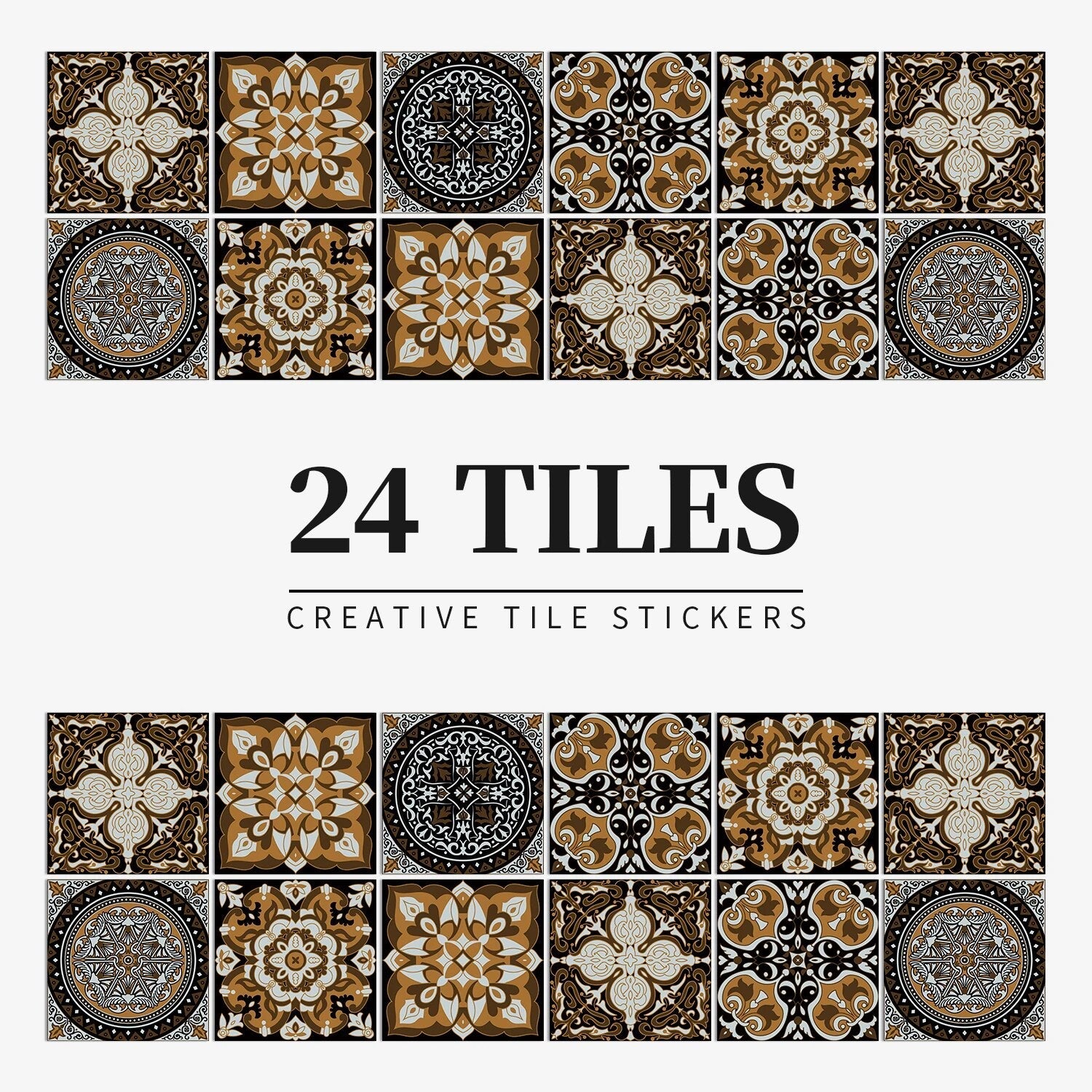 Anyhouz Wallpaper Dark Brown 20cmx20cm 24 Pcs Modern Retro Style PVC Tile Stickers Waterproof Self Adhesive Wall Home Decor-Wallpaper-PEROZ Accessories
