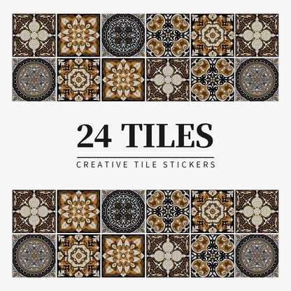 Anyhouz Wallpaper Dark Brown 20cmx20cm 24 Pcs Modern Retro Style PVC Tile Stickers Waterproof Self Adhesive Wall Home Decor-Wallpaper-PEROZ Accessories