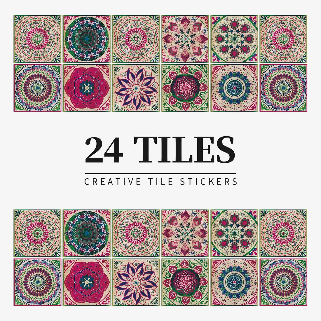Anyhouz Wallpaper Fuschia Pink 20cmx20cm 24 Pcs Modern Retro Style PVC Tile Stickers Waterproof Self Adhesive Wall Home Decor-Wallpaper-PEROZ Accessories