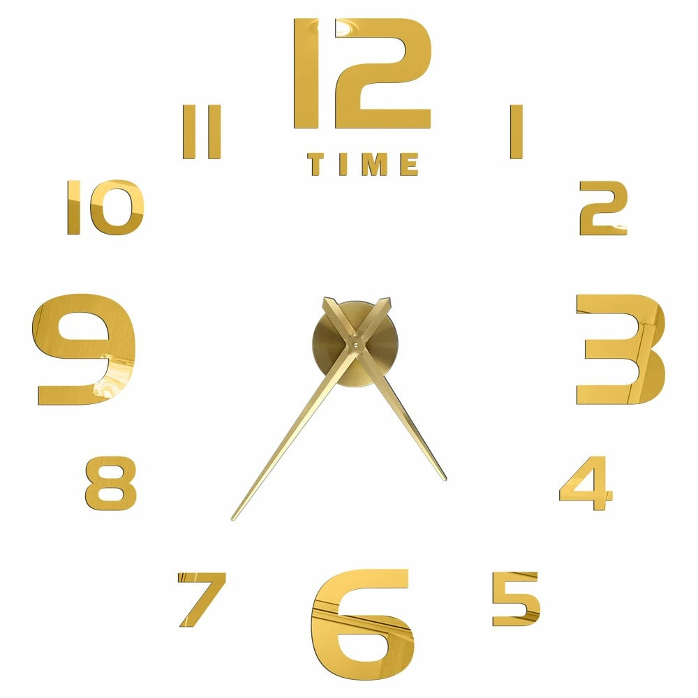 Anyhouz Wall Clock Gold Design E 37 Inch 3D Diy Mirror Wall Clock Acrylic Sticker Fashion Quartz Clocks Watch Home Decoration-Wall Clocks-PEROZ Accessories