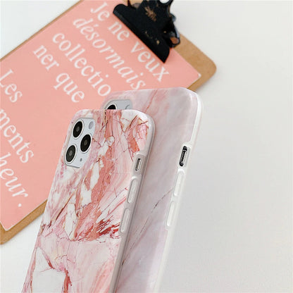 Anymob iPhone Case White ShockproofSoft Silicone Plus Fingerprint Resistant Silky Glitter Luxury Marble Cover Compatible-Mobile Phone Cases-PEROZ Accessories