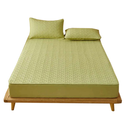 Anyhouz Mattress Cover Green Twin Size Pure Cotton Soft Quilted Bed Sheet Anti-bacterial Protector Cover-Mattress Protectors-PEROZ Accessories