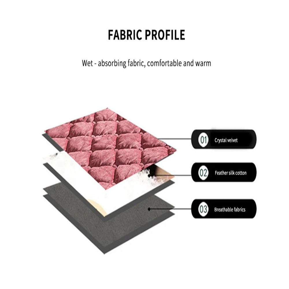 Anyhouz Mattress Cover Coffee 160x200cm Crystal Velvet Thicken Quilted Warm Soft Plush Bed Sheet-Bed Sheets-PEROZ Accessories
