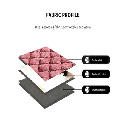 Anyhouz Mattress Cover Coffee 160x200cm Crystal Velvet Thicken Quilted Warm Soft Plush Bed Sheet-Bed Sheets-PEROZ Accessories