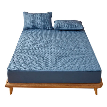 Anyhouz Mattress Cover Blue 140x200cm Pure Cotton Soft Quilted Bed Sheet Anti-bacterial Protector Cover-Mattress Protectors-PEROZ Accessories