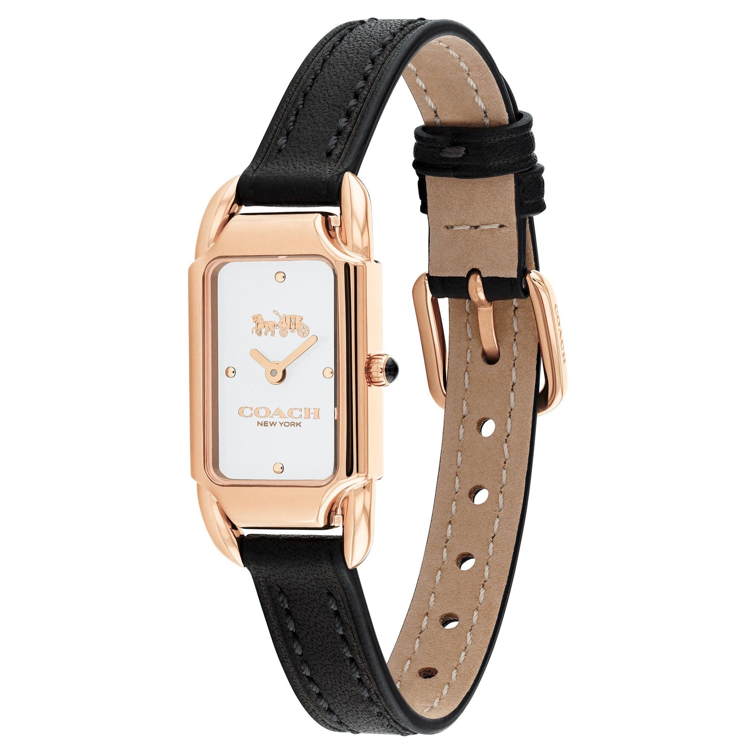 Coach black leather watch outlet