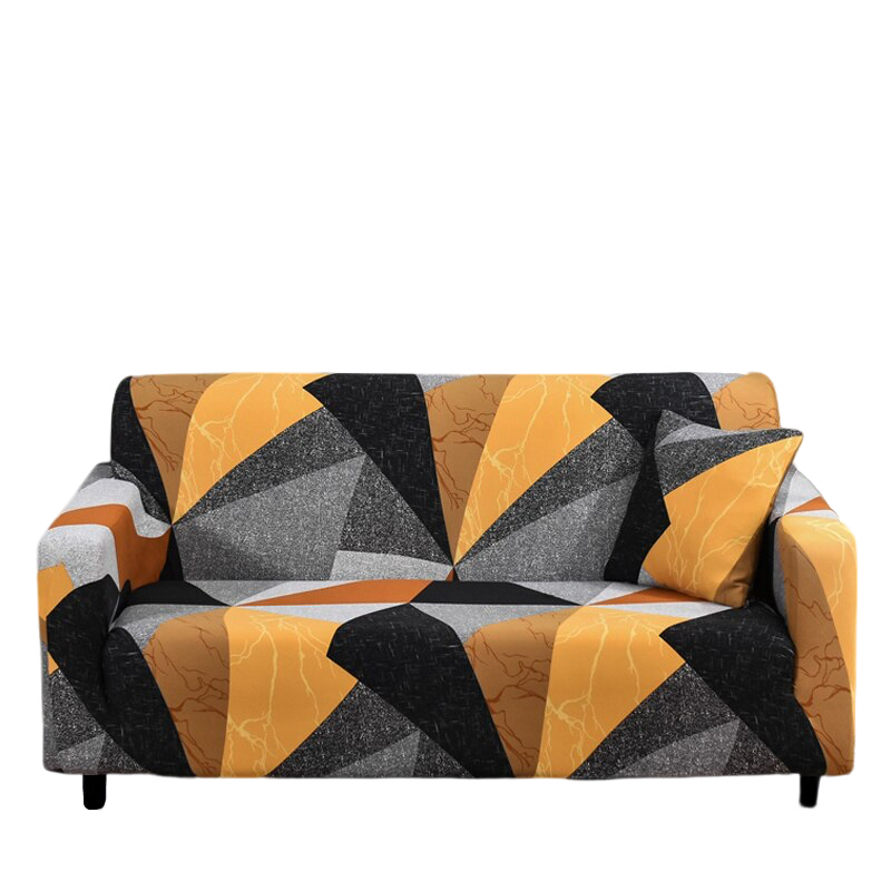 Anyhouz 4 Seater Sofa Cover Golden Yellow Geometric Style and Protection For Living Room Sofa Chair Elastic Stretchable Slipcover-Slipcovers-PEROZ Accessories