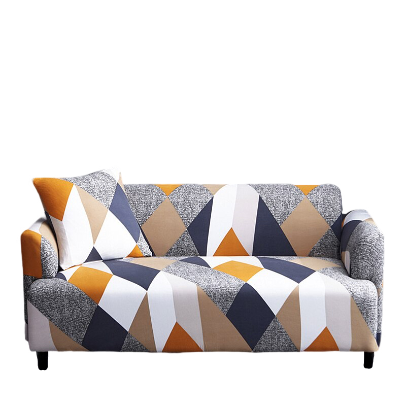 Anyhouz 4 Seater Sofa Cover Khaki Geometric Style and Protection For Living Room Sofa Chair Elastic Stretchable Slipcover-Slipcovers-PEROZ Accessories
