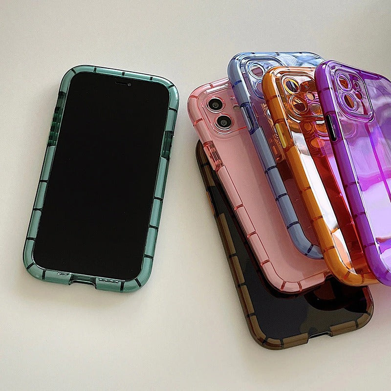 Anymob iPhone Case Pink Transparent Luminous Shockproof Soft Silicone Air Buffer Mobile Cover iPhone 11 12 13 Pro Max 13Pro X XR XS Compatible-Mobile Phone Cases-PEROZ Accessories