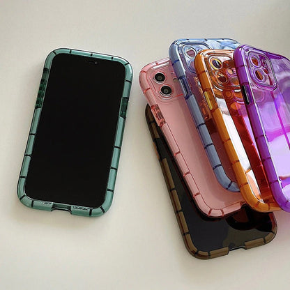 Anymob iPhone Case Pink Transparent Luminous Shockproof Soft Silicone Air Buffer Mobile Cover iPhone 11 12 13 Pro Max 13Pro X XR XS Compatible-Mobile Phone Cases-PEROZ Accessories