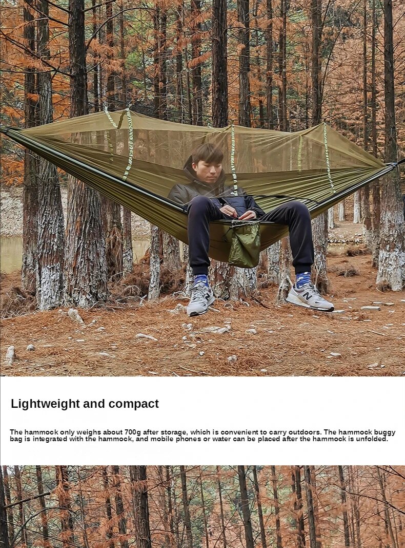 Anypack Camping Swing Chair Blue Outdoor Mosquito Net Hammock Anti-Mosquito Nylon Parachute Cloth Indoor Swing Chair Portable Camping Supplies-Camping Essentials-PEROZ Accessories