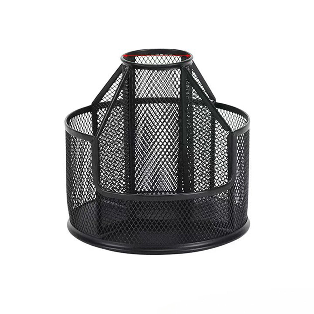 Anypack Pen Holder Storage Black Rotating Pen Holder Storage Box Mesh Creative Simple Office Desktop Large Capacity Home Storage Organizer-Organizers-PEROZ Accessories