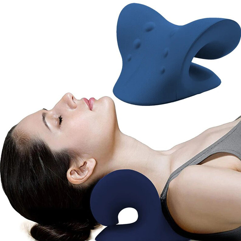 Anyfit Dark Blue Neck Massager Pillow Shoulder Relaxer Cervical Spine Alignment Traction Device Pillow For Body Muscle Pain Relief-Exercise &amp; Fitness-PEROZ Accessories