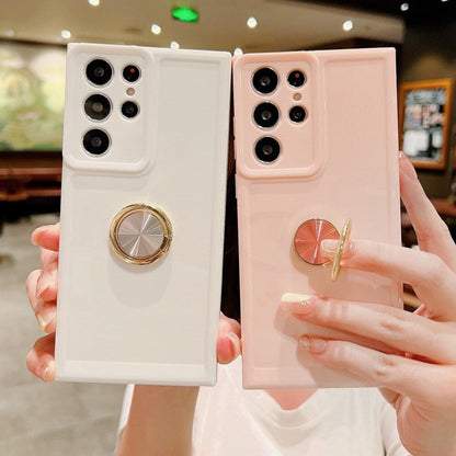 Anymob Samsung Case Pink Plating Ring Holder Stand Phone Soft Silicone Candy Color Space Shell Shockproof Back Cover For Samsung-Mobile Phone Cases-PEROZ Accessories