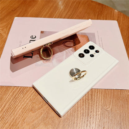 Anymob Samsung Case Pink Plating Ring Holder Stand Phone Soft Silicone Candy Color Space Shell Shockproof Back Cover For Samsung-Mobile Phone Cases-PEROZ Accessories
