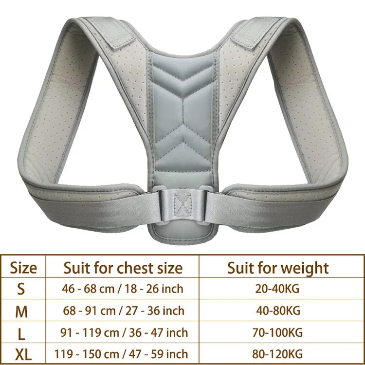 Anyfit Black Corrector Belt XL Back Posture Adjustable Neck Brace Training Equipment Shoulder Support Correction Belt-Corrector Belt-PEROZ Accessories