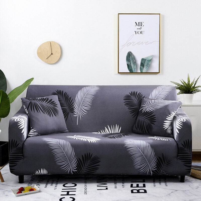 Anyhouz 1 Seater Sofa Cover Gray Feather Style and Protection For Living Room Sofa Chair Elastic Stretchable Slipcover-Slipcovers-PEROZ Accessories
