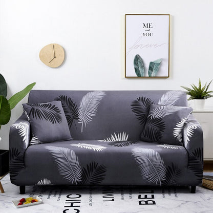 Anyhouz 4 Seater Sofa Cover Gray Feather Style and Protection For Living Room Sofa Chair Elastic Stretchable Slipcover-Slipcovers-PEROZ Accessories