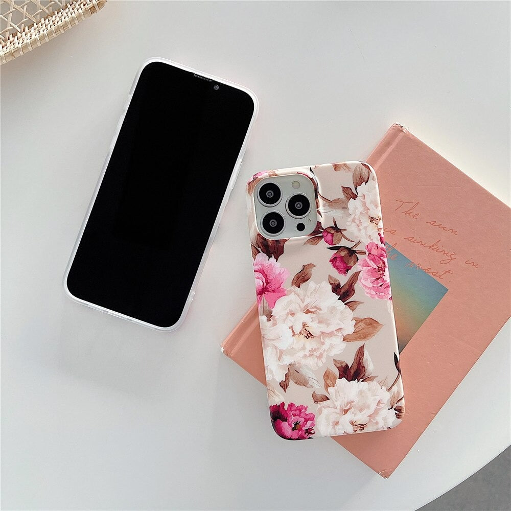 Anymob iPhone Case Silver Retro Cute Flower Silicone Plus Silky Design Shockproof Protection Durable Phone Cover iPhone Compatible-Mobile Phone Cases-PEROZ Accessories