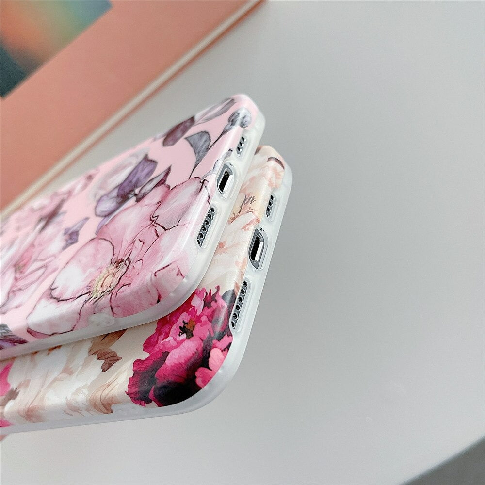 Anymob iPhone Case Silver Retro Cute Flower Silicone Plus Silky Design Shockproof Protection Durable Phone Cover iPhone Compatible-Mobile Phone Cases-PEROZ Accessories