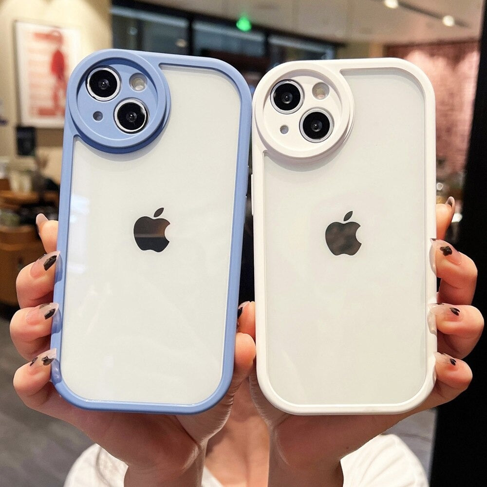 Anymob iPhone Case Pink Round Camera Protection Shockproof Soft Bumper Frame Mobile Cover iPhone 11 12 Pro Max 13 Pro Max Compatible-Mobile Phone Cases-PEROZ Accessories