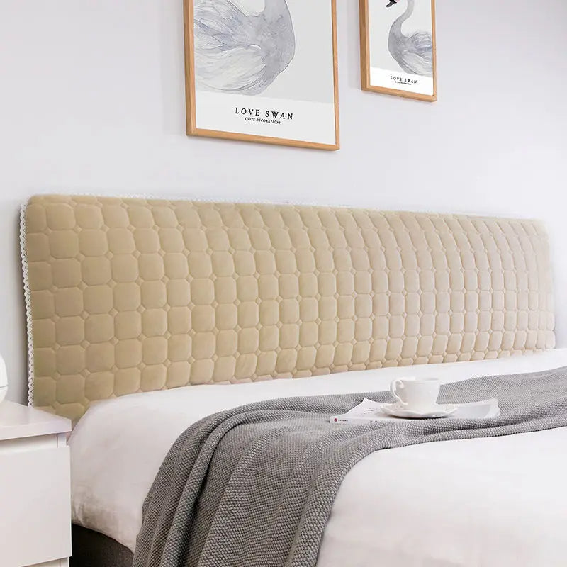Anyhouz Headboard Cover Light Yellow Cube Pattern Super Soft Smooth Quilted Velvet Bed Back Dust Protector Cover 140x70cm-Bed Headboard-PEROZ Accessories