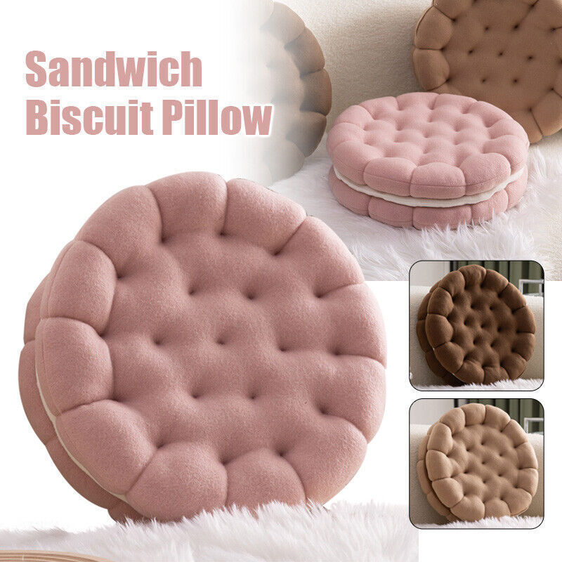 Anyhouz Plush Pillow White Tiger Round Double Biscuit Shape Stuffed Soft Pillow Seat Cushion Room Decor-Pillow-PEROZ Accessories