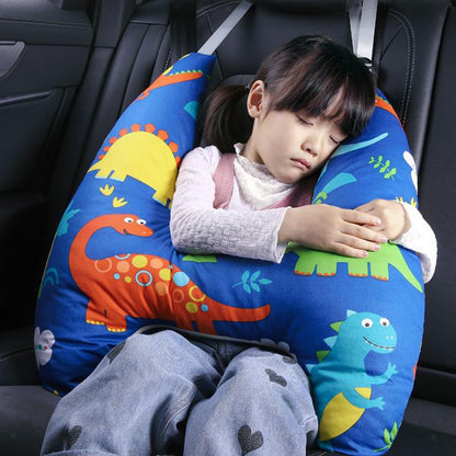 Anypack Car Travel Pillow UShape Blue Dinosaur Pattern Children Travel Pillow Cushion for Car Seat, Safety Neck Pillow for Kids-Neck Pillow-PEROZ Accessories
