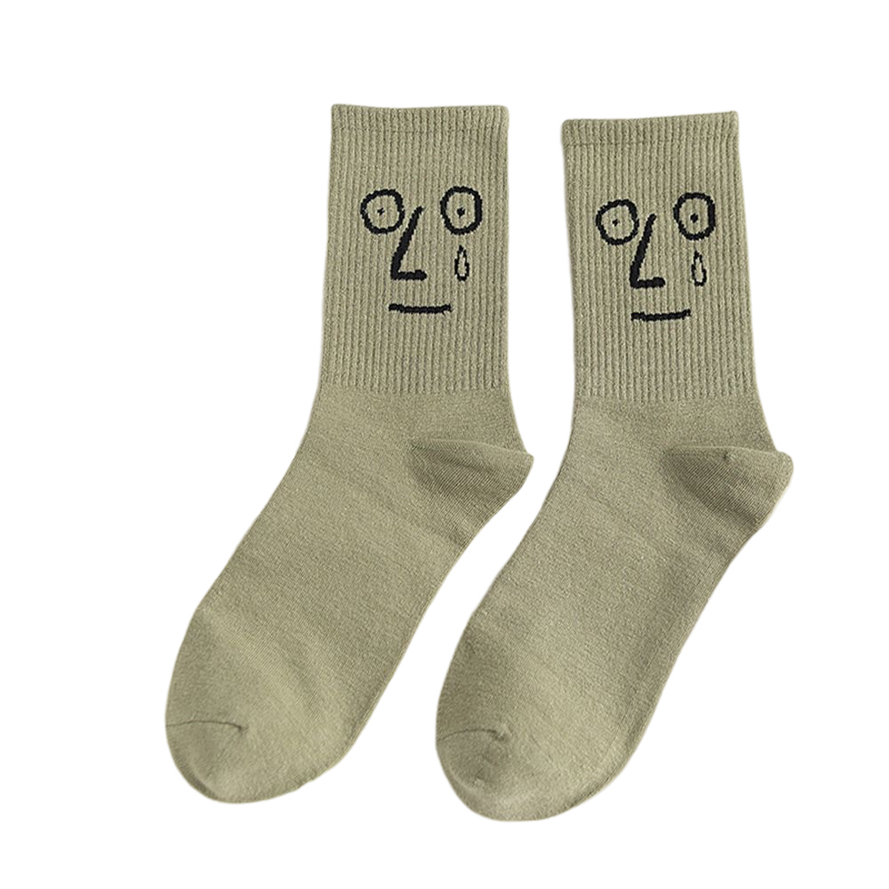 Anysox 5 Pairs One Size 5-9 Green Unisex Wacky Expressions Style Trend Surprise Socks With Candy Colors Funny, Kawaii, Happy Girls Socks For Women-Socks-PEROZ Accessories