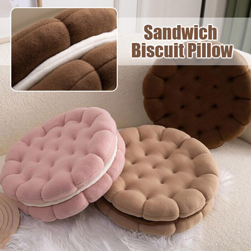 Anyhouz Plush Pillow White Tiger Round Double Biscuit Shape Stuffed Soft Pillow Seat Cushion Room Decor-Pillow-PEROZ Accessories