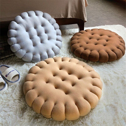 Anyhouz Plush Pillow Pink Round Biscuit Shape Stuffed Soft Pillow Seat Cushion Room Decor-Pillow-PEROZ Accessories
