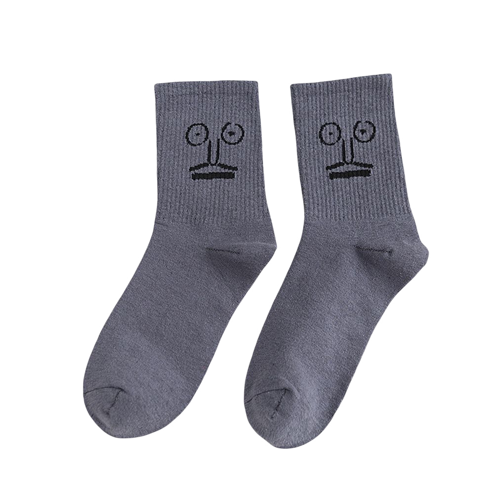 Anysox 5 Pairs One Size 5-9 Grey Unisex Wacky Expressions Style Trend Surprise Socks With Candy Colors Funny, Kawaii, Happy Girls Socks For Women-Socks-PEROZ Accessories
