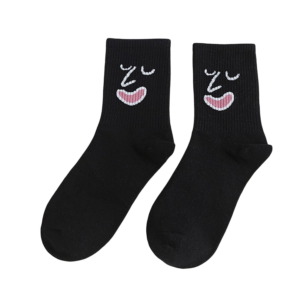 Anysox 5 Pairs One Size 5-9 Black Unisex Wacky Expressions Style Trend Surprise Socks With Candy Colors Funny, Kawaii, Happy Girls Socks For Women-Socks-PEROZ Accessories