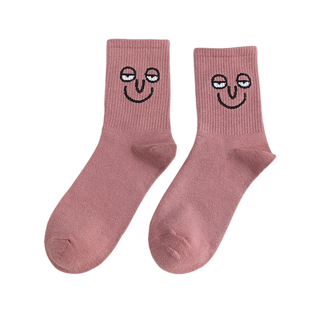 Anysox 5 Pairs One Size 5-9 Pink Unisex Wacky Expressions Style Trend Surprise Socks With Candy Colors Funny, Kawaii, Happy Girls Socks For Women-Socks-PEROZ Accessories
