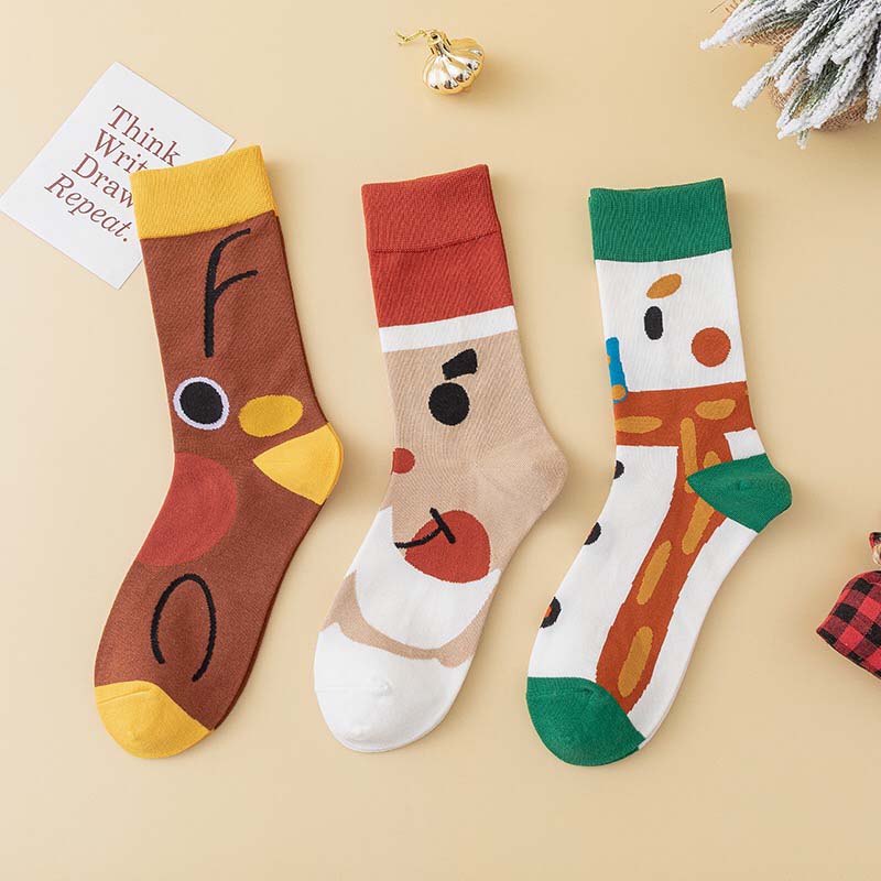 Anysox 3 Pairs One Size 4-5 Multi Holiday Socks Fashion Combed Cotton Gift Party Happy Funny Socks-Socks-PEROZ Accessories