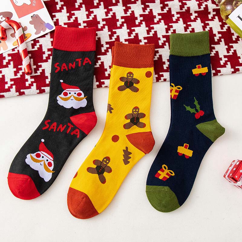 Anysox 3 Pairs One Size 4-5 Seasonal Socks Fashion Combed Cotton Gift Party Happy Funny Socks-Socks-PEROZ Accessories