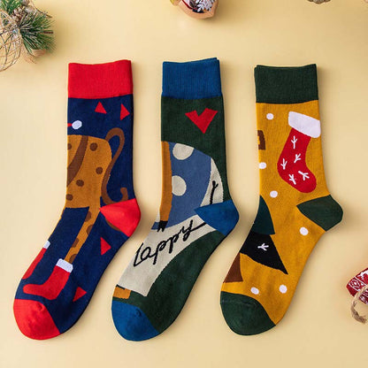 Anysox 3 Pairs One Size 4-5 Symbolic Holiday Socks Fashion Combed Cotton Gift Party Happy Funny Socks-Socks-PEROZ Accessories
