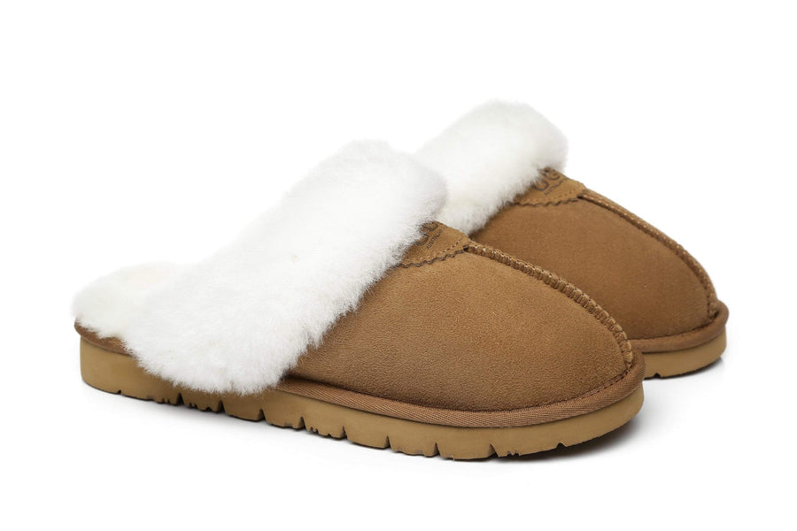 Australian Shepherd Australia Double Faced Sheepskin Wool UGG Unisex Slippers Hedy-Slippers-PEROZ Accessories