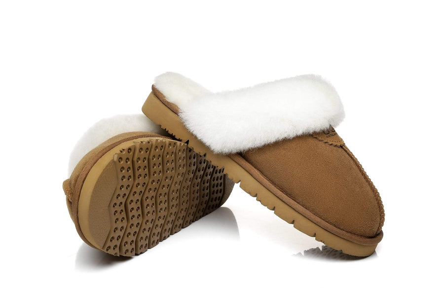 Australian Shepherd Australia Double Faced Sheepskin Wool UGG Unisex Slippers Hedy-Slippers-PEROZ Accessories