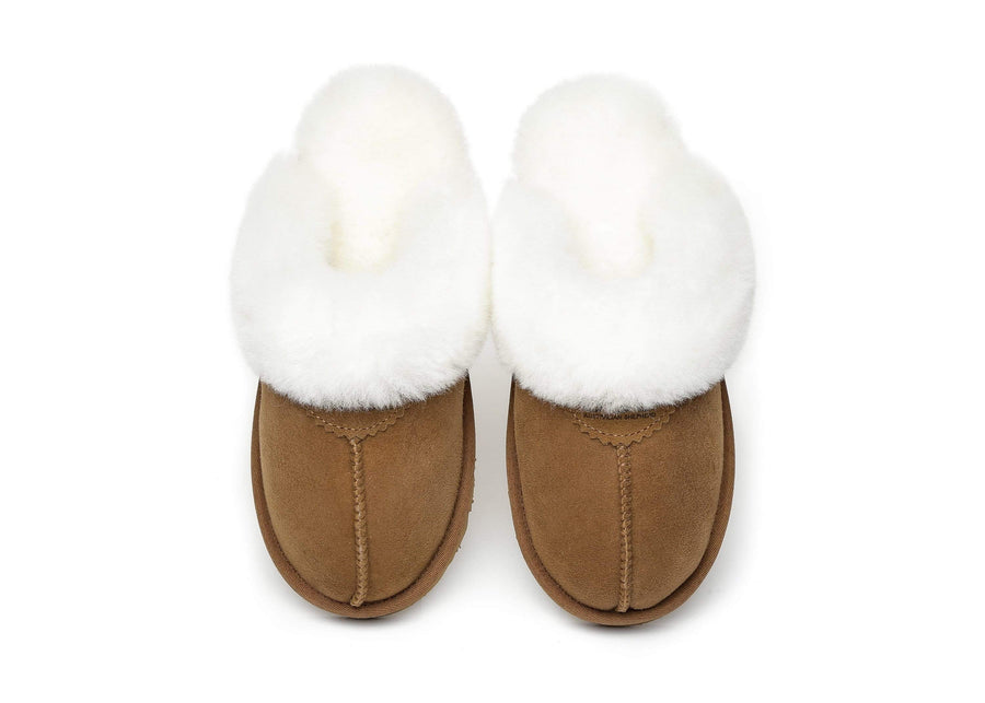 Australian Shepherd Australia Double Faced Sheepskin Wool UGG Unisex Slippers Hedy-Slippers-PEROZ Accessories