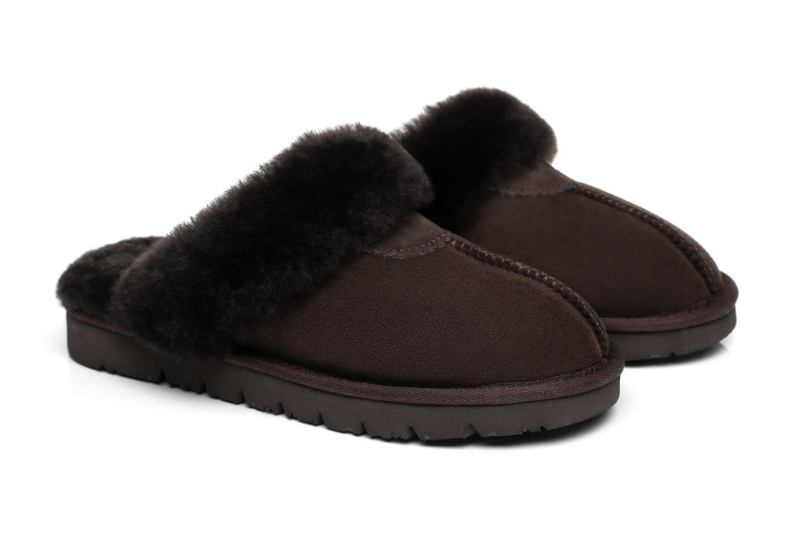 Australian Shepherd Australia Double Faced Sheepskin Wool UGG Unisex Slippers Hedy-Slippers-PEROZ Accessories