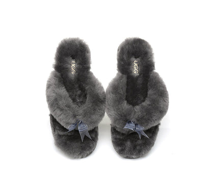 Australian Shepherd AS UGG Women Fluffy Slides Thongs Cinderella-Slides-PEROZ Accessories
