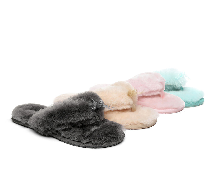 Australian Shepherd AS UGG Women Fluffy Slides Thongs Cinderella-Slides-PEROZ Accessories