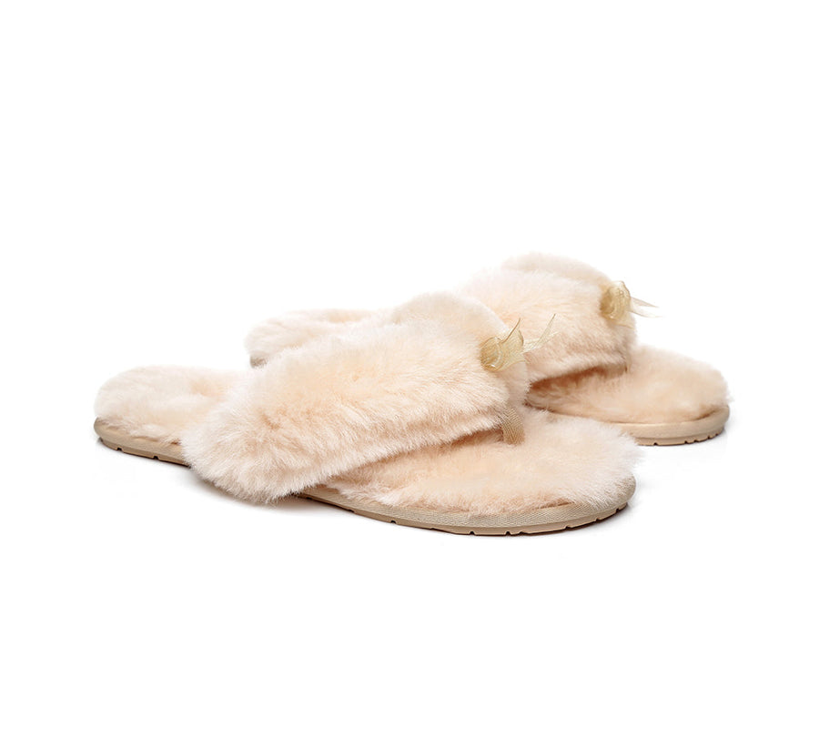 Australian Shepherd AS UGG Women Fluffy Slides Thongs Cinderella-Slides-PEROZ Accessories