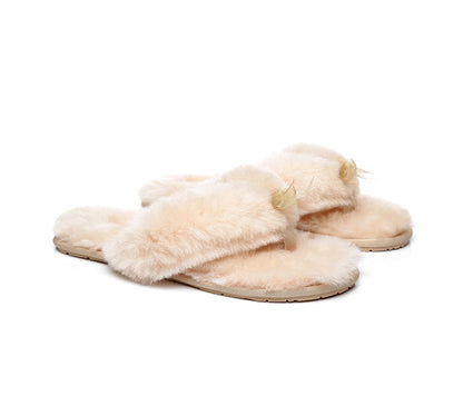 Australian Shepherd AS UGG Women Fluffy Slides Thongs Cinderella-Slides-PEROZ Accessories