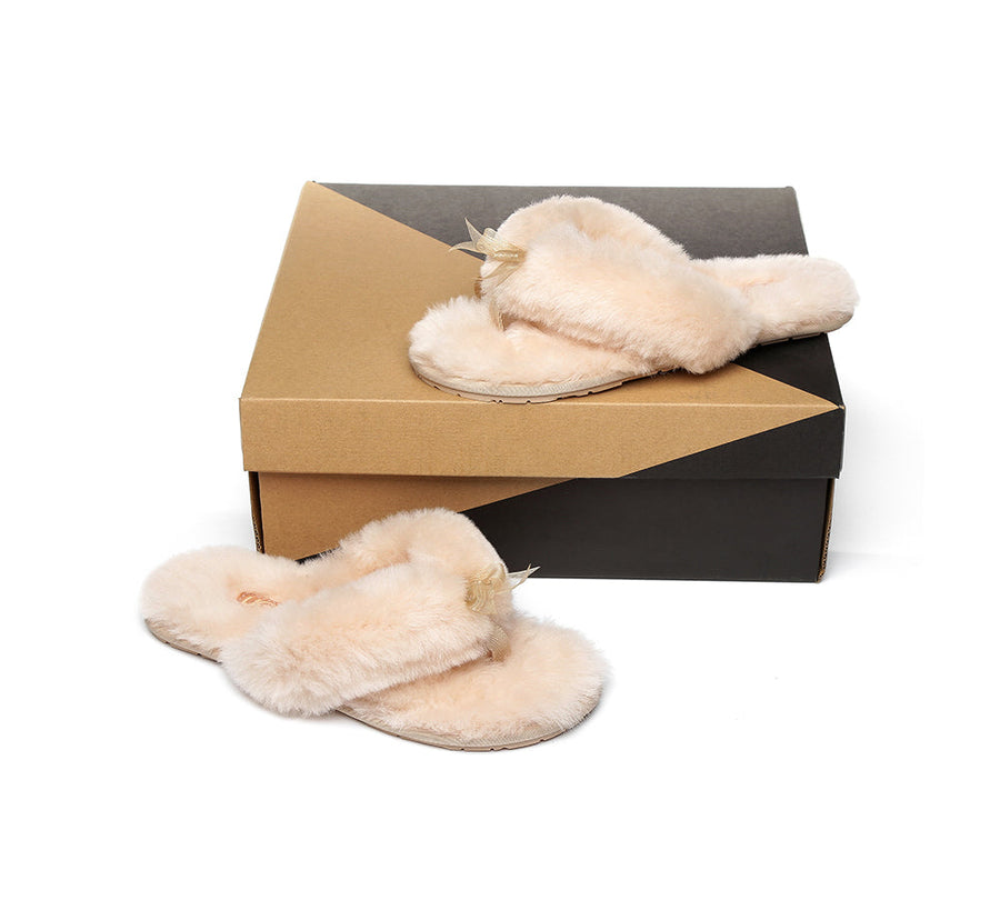 Australian Shepherd AS UGG Women Fluffy Slides Thongs Cinderella-Slides-PEROZ Accessories